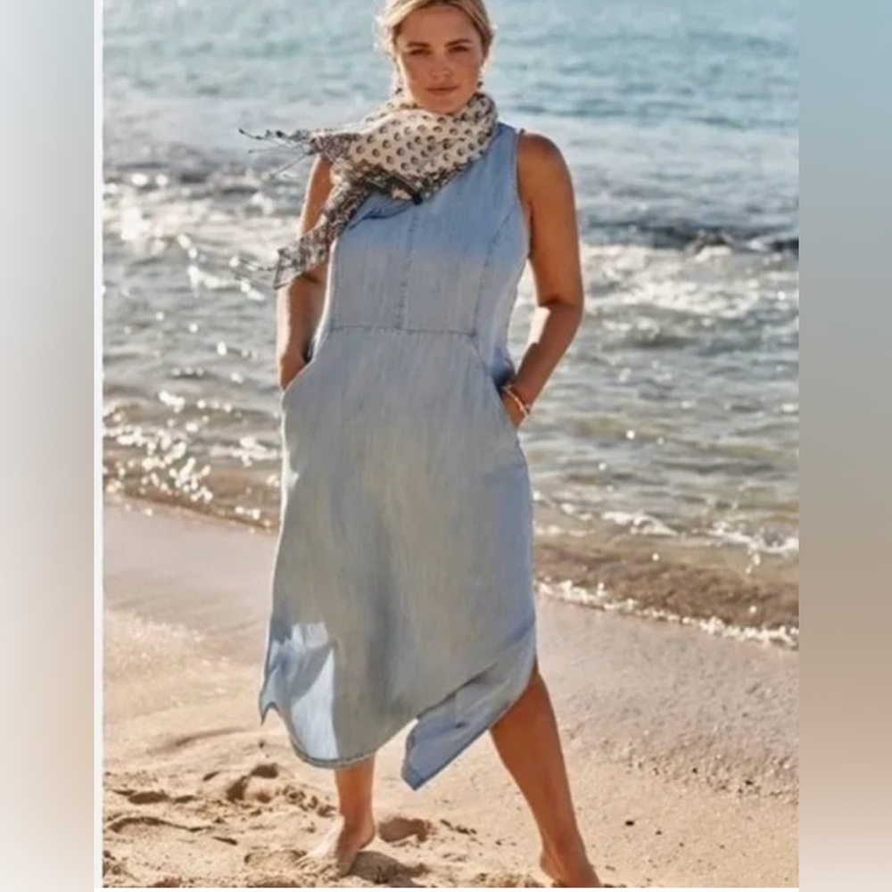 J. Jill Light Blue Midi Denim Dress